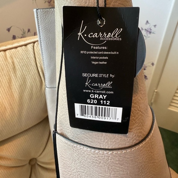 NWT K. Carroll Vegan Shoulder Bag in Grey with Silver Hardware - Picture 8 of 10